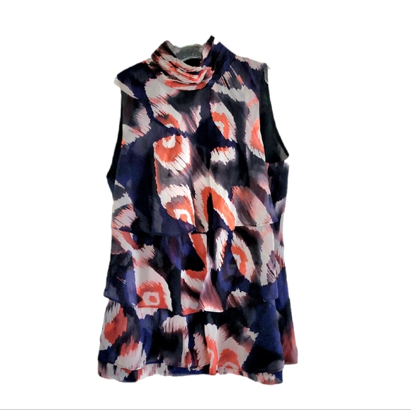 Etcetera 100% Silk Tiered Ruffle Sleeveless Blouse Size 0 - Picture 1 of 7